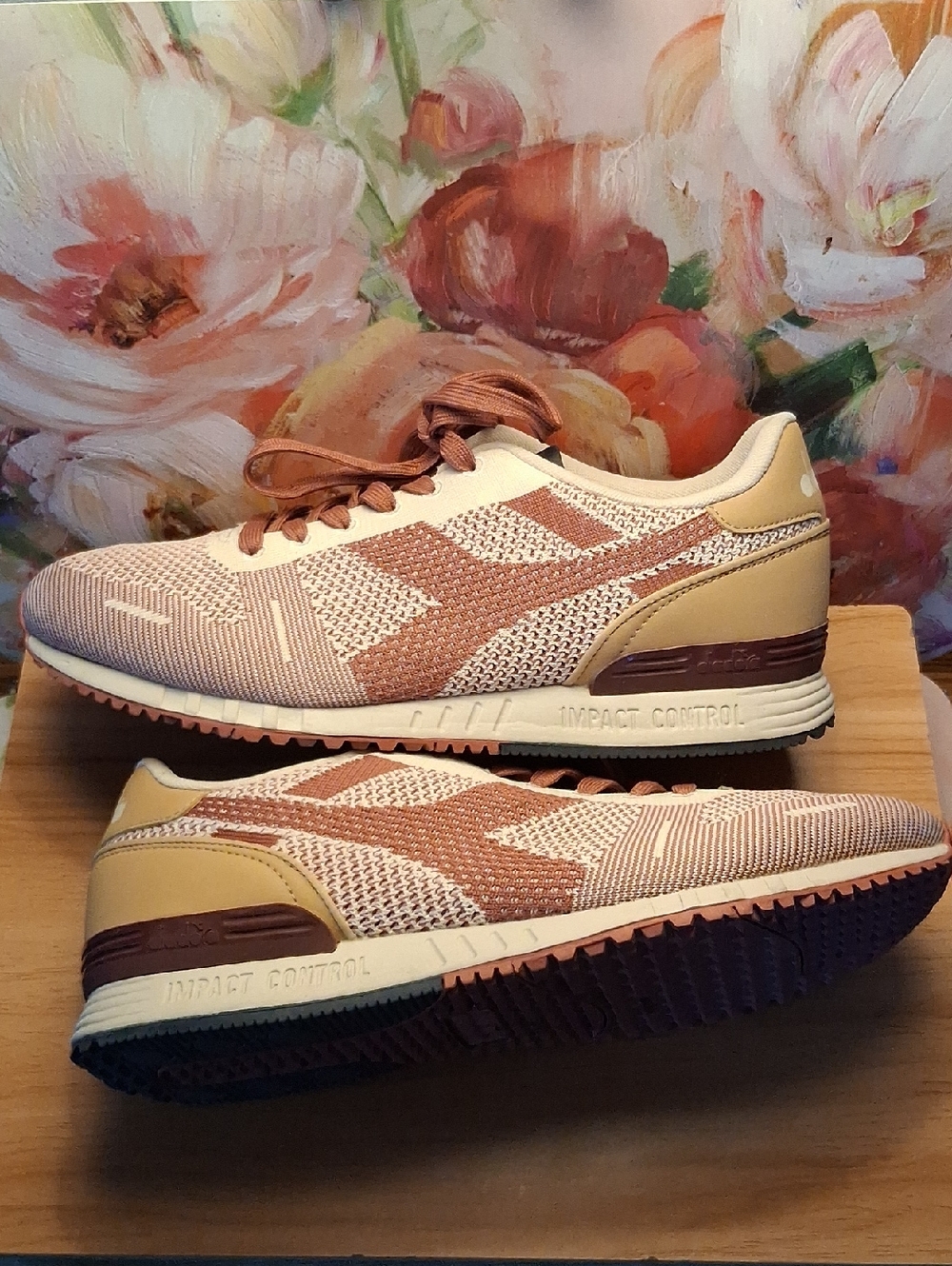 Diadora Blush Pink and Cream Knit Sneakers